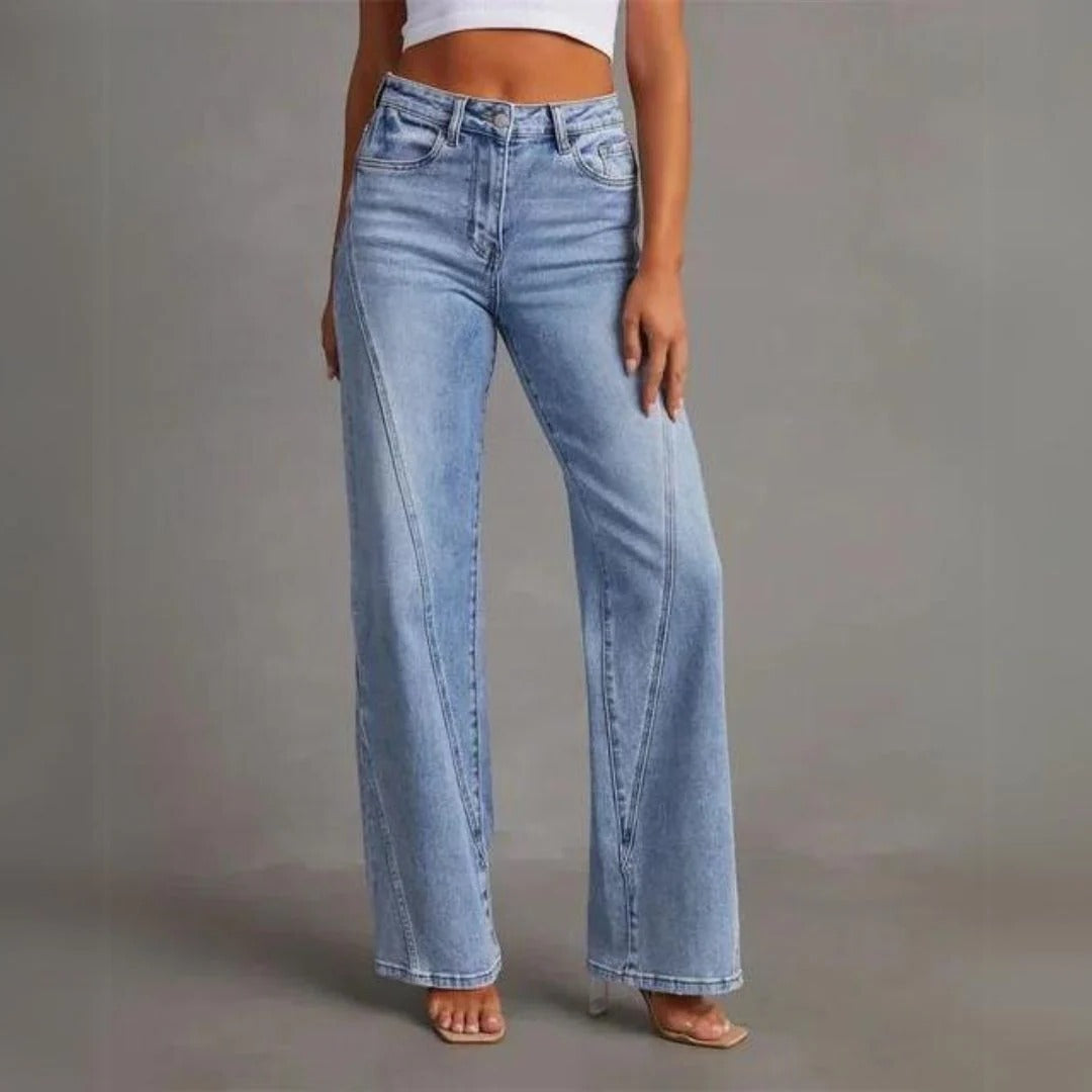 Women's High Waist Straight Leg Denim Pants