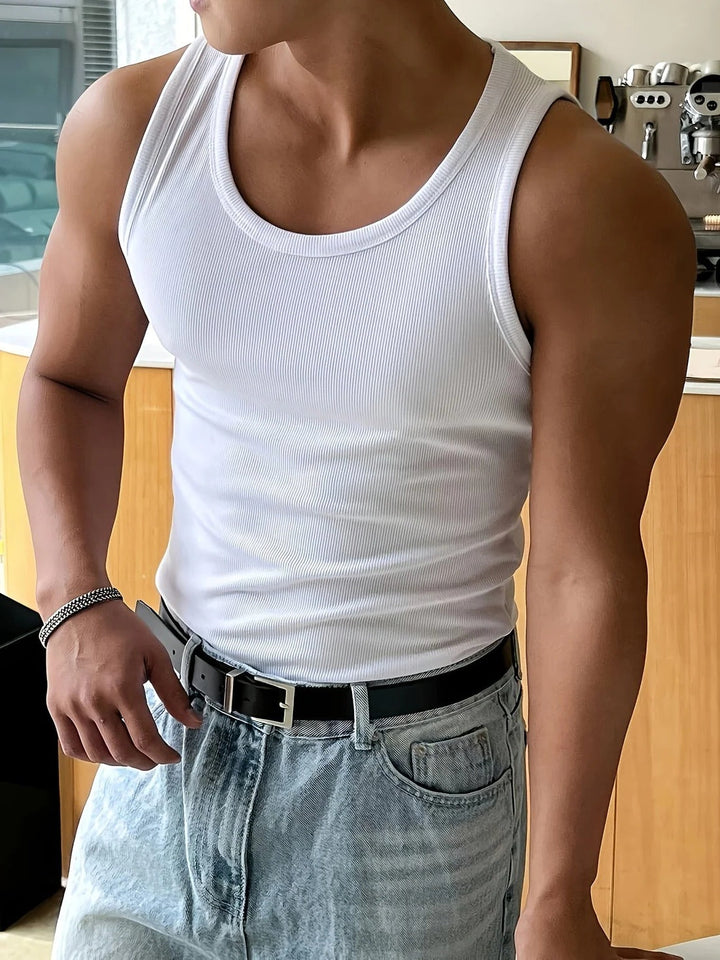 Men's Basic Ribbed Sleeveless Tank Top