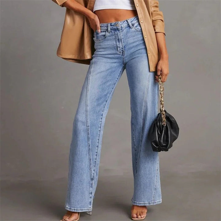 Women's High Waist Straight Leg Denim Pants