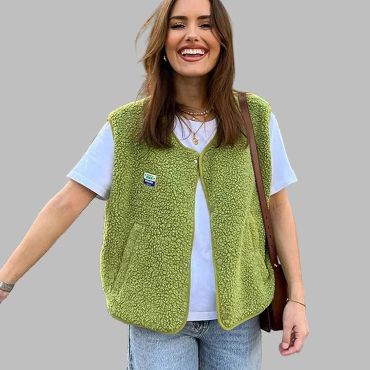 Women's Lambswool Button-Up Vest