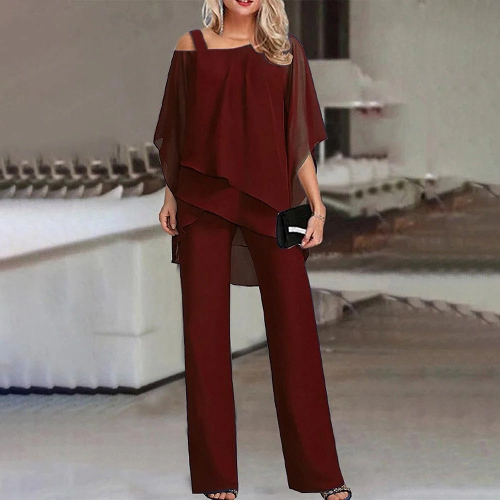 Women's Cold Shoulder Two-Piece Jumpsuit