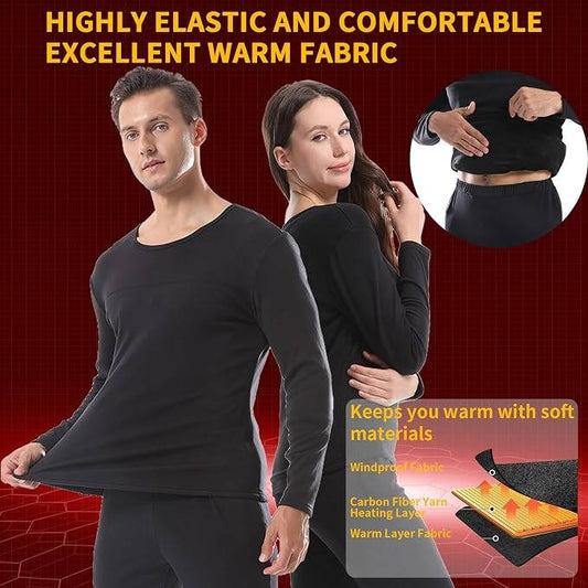 Men's Heated Thermal Underwear Set with 2PCS Batteries for Outdoors