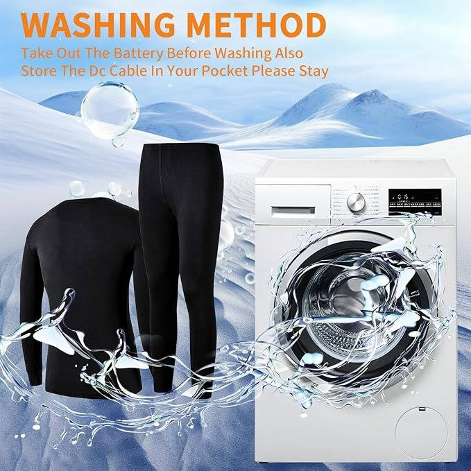 Men's Heated Thermal Underwear Set with 2PCS Batteries for Outdoors