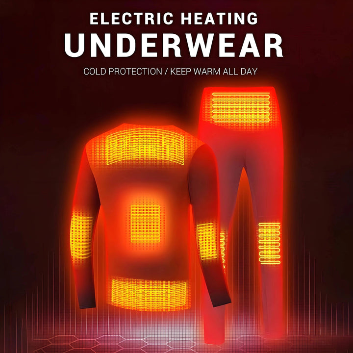 Men's Heated Thermal Underwear Set with 2PCS Batteries for Outdoors