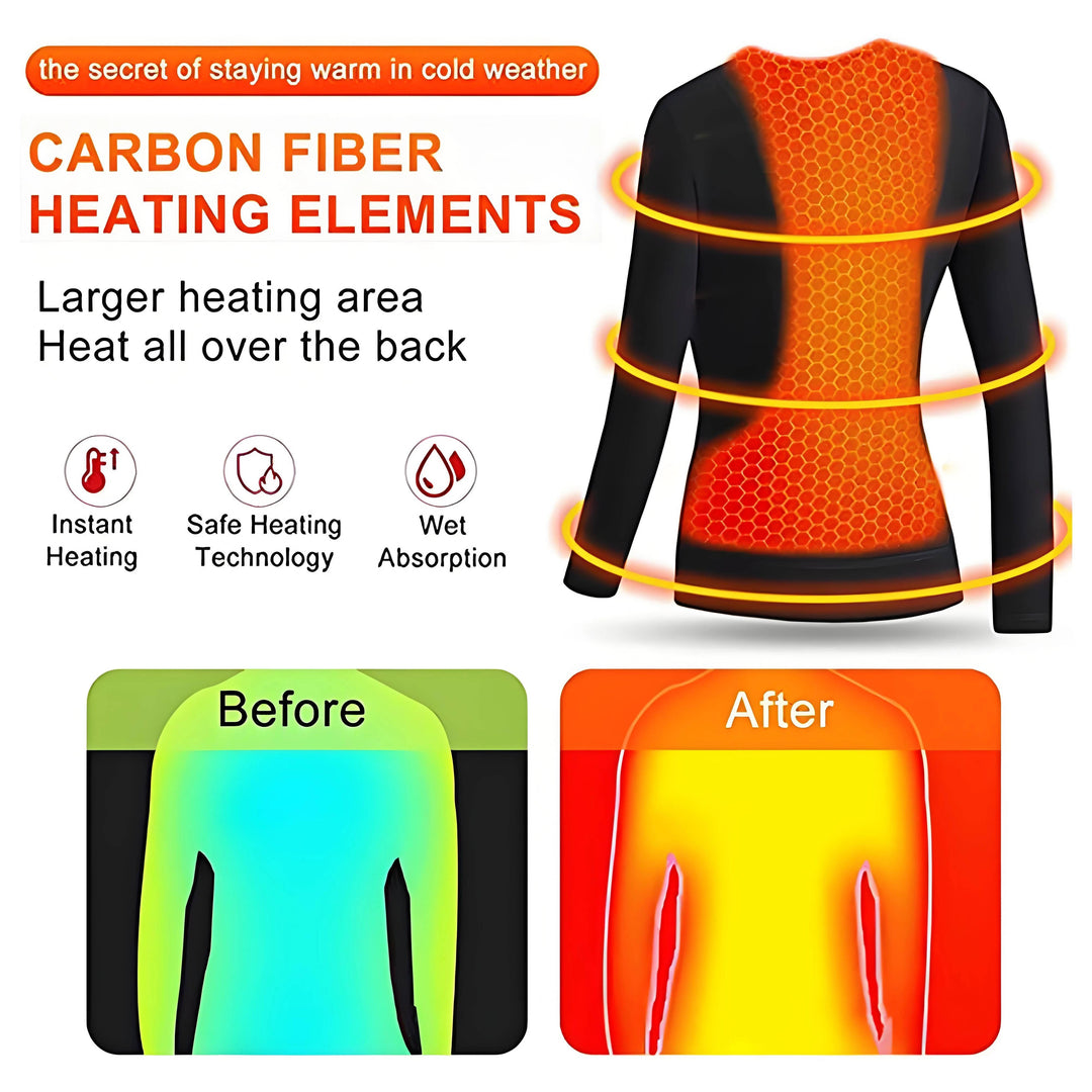 Men's Heated Thermal Underwear Set with 2PCS Batteries for Outdoors