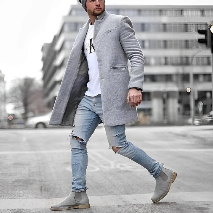 Men's Tailored Slim Fit Wool Overcoat