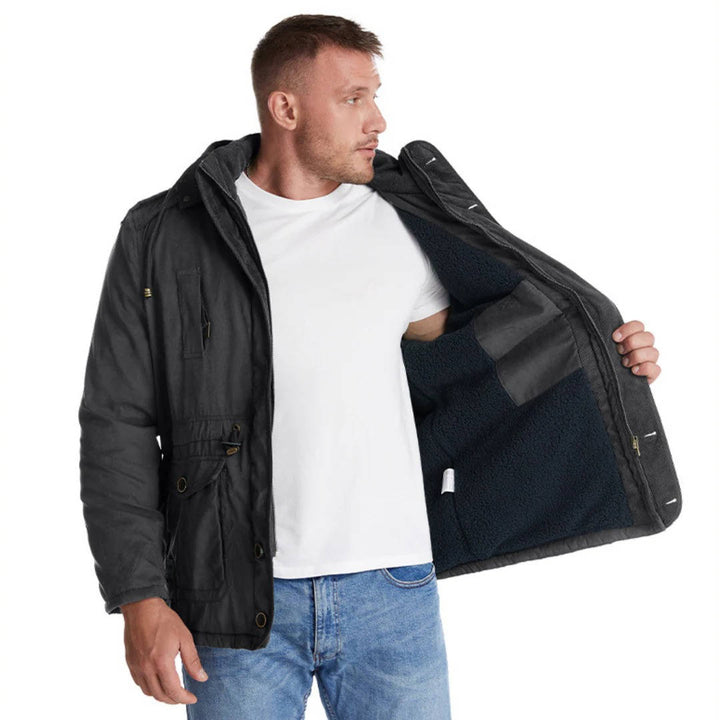 Men's Insulated Winter Parka Jacket with Hood - Windproof Coat