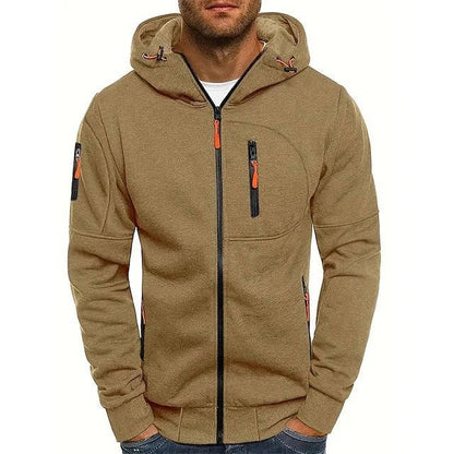 Men's Full Zip Hoodie with Zippered Pockets in Soft Polyester