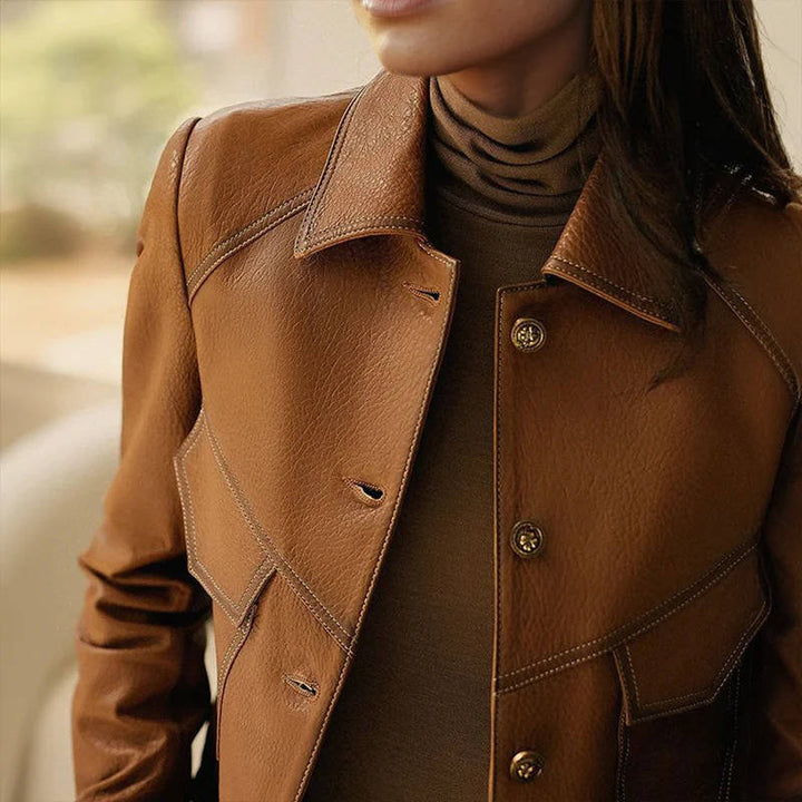 Women's Cropped Leather Biker Jacket