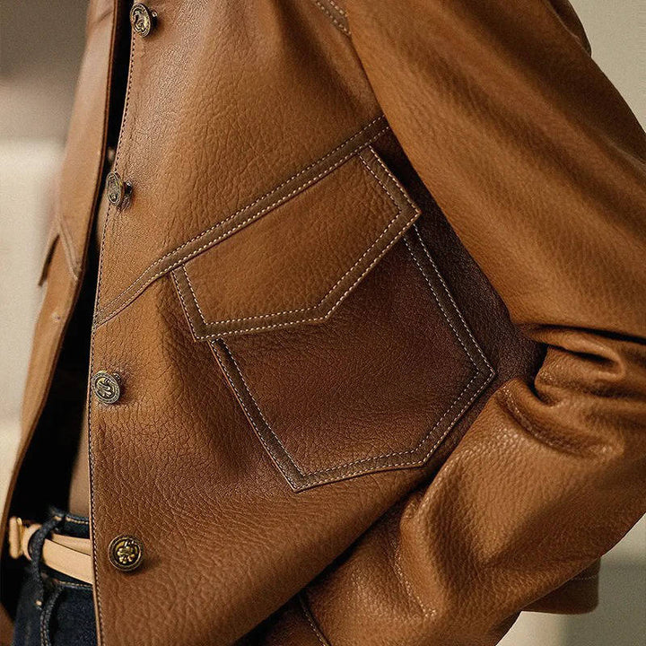 Women's Cropped Leather Biker Jacket