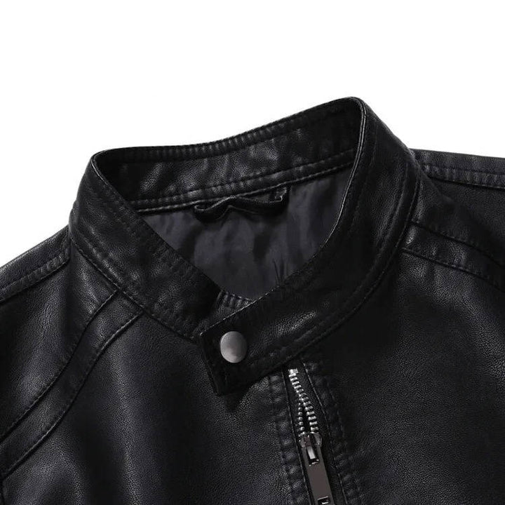 Men's Slim Fit Black Leather Biker Jacket