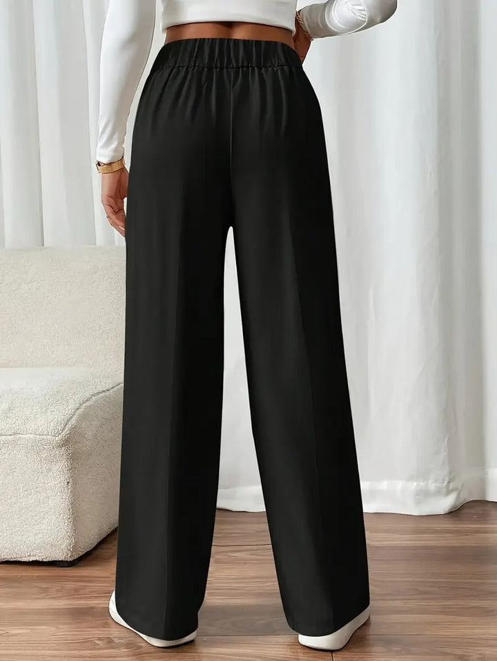 Women's Chic High-Waist Black Trousers