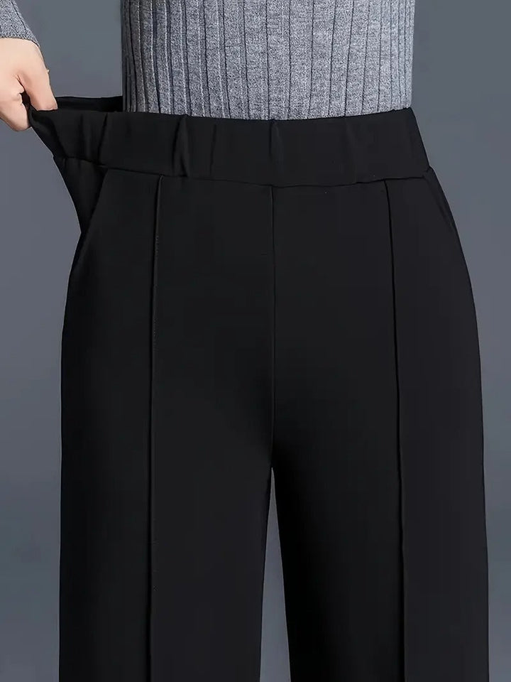 Women's High-Waist Wide-Leg Black Trousers