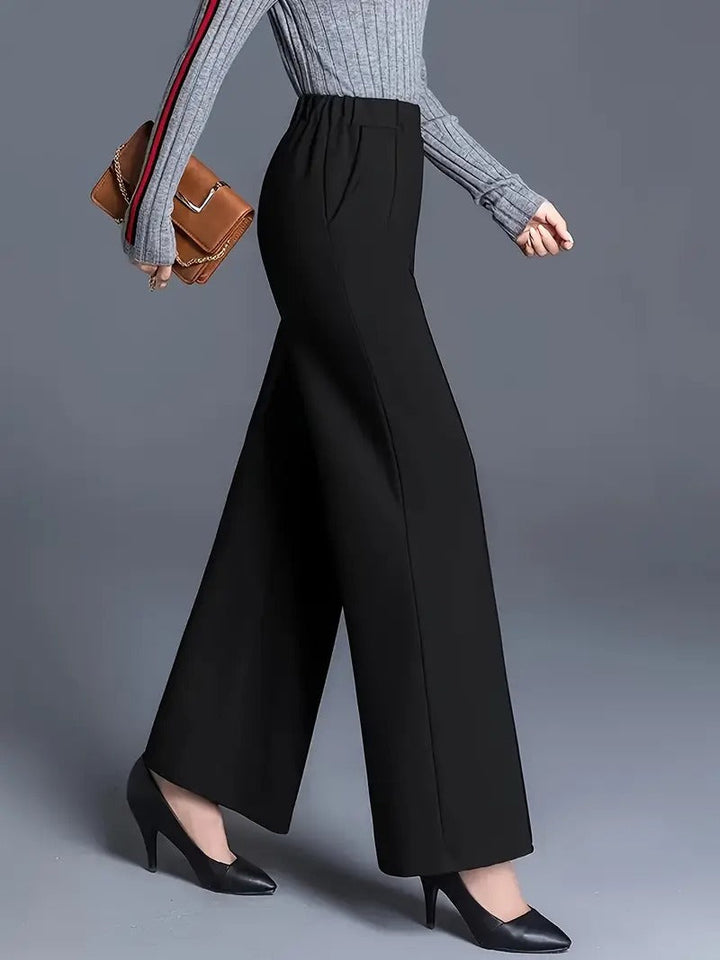 Women's High-Waist Wide-Leg Black Trousers