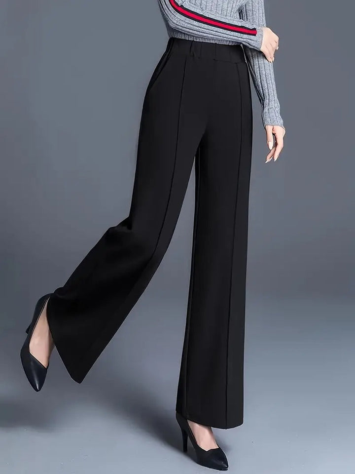 Women's High-Waist Wide-Leg Black Trousers