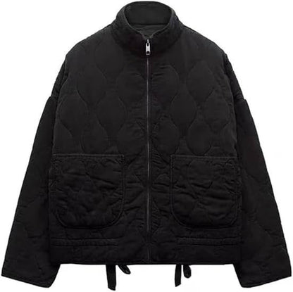 Leichte gesteppte Jacke für Damen mit Baumwollfüllung und Reißverschluss