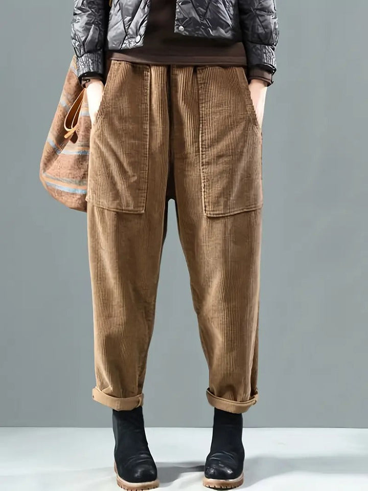 Women’s Modern Straight-Leg Corduroy Trousers for Winter