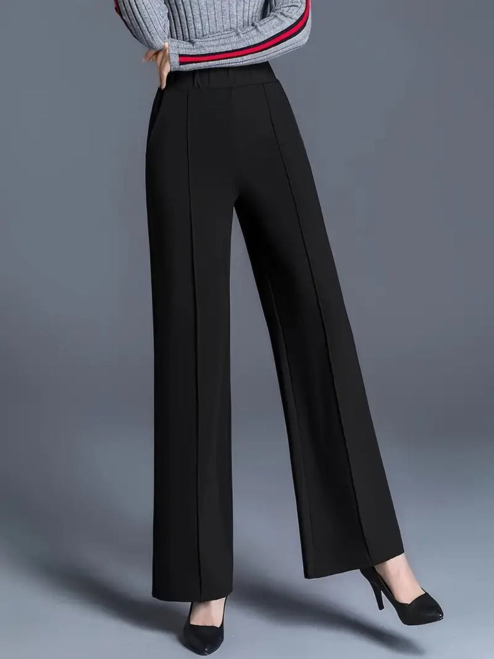 Women's High-Waist Wide-Leg Black Trousers