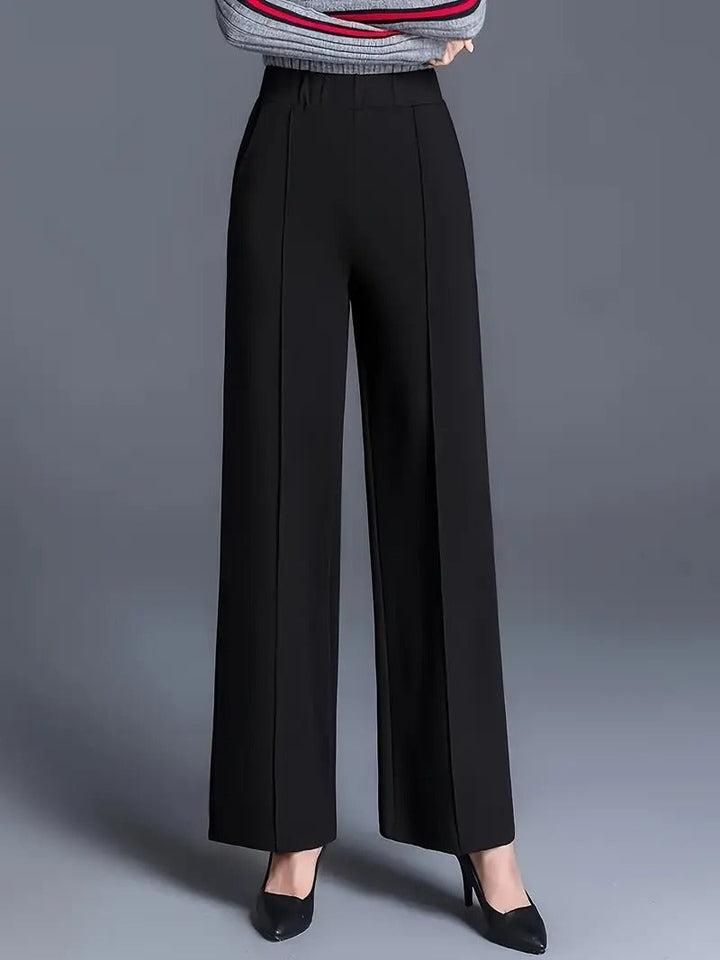 Women's High-Waist Wide-Leg Black Trousers
