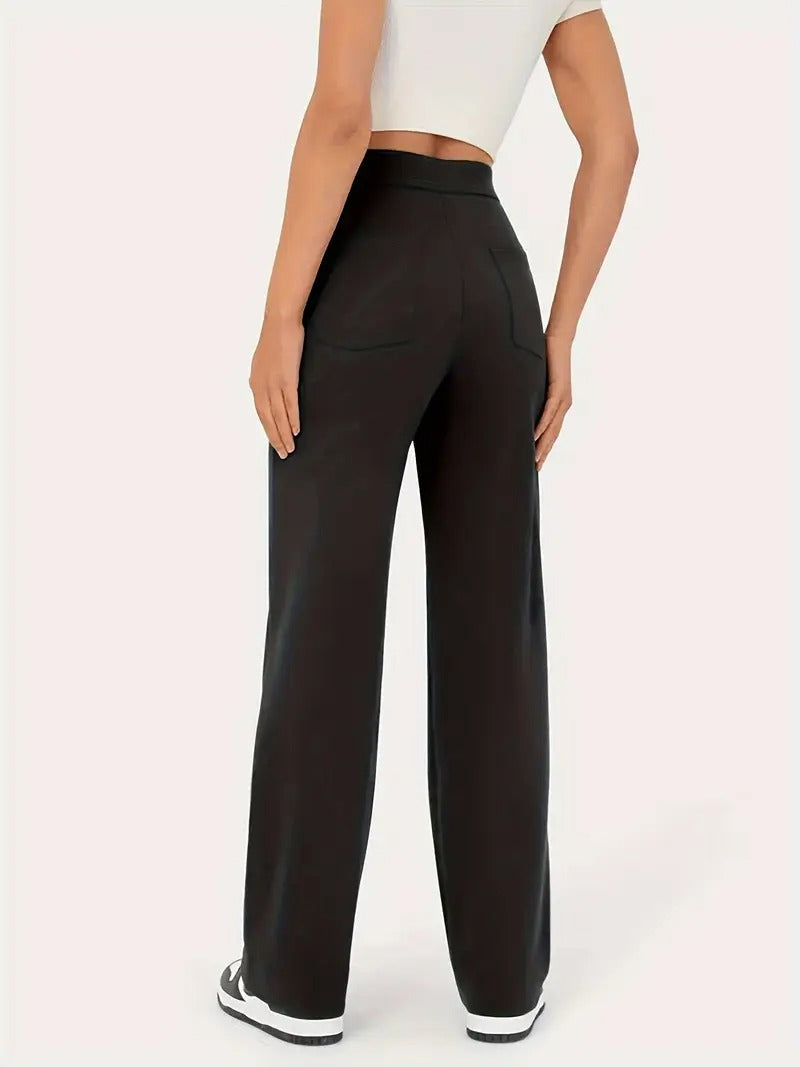 Women's Black Straight Leg Trousers for Winter