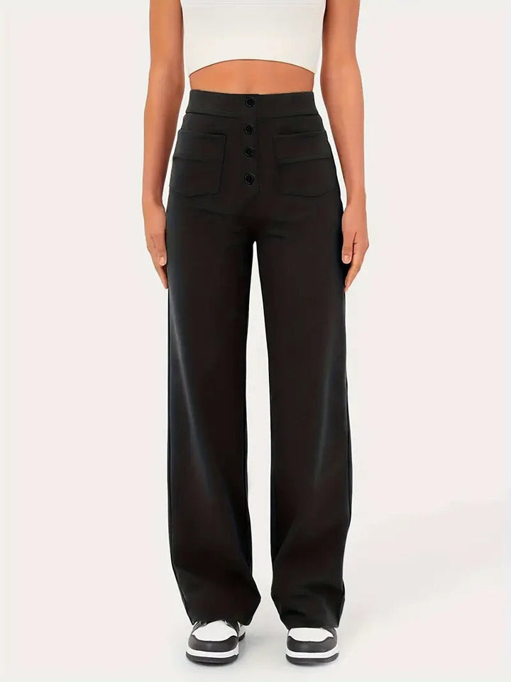 Women's Black Straight Leg Trousers for Winter