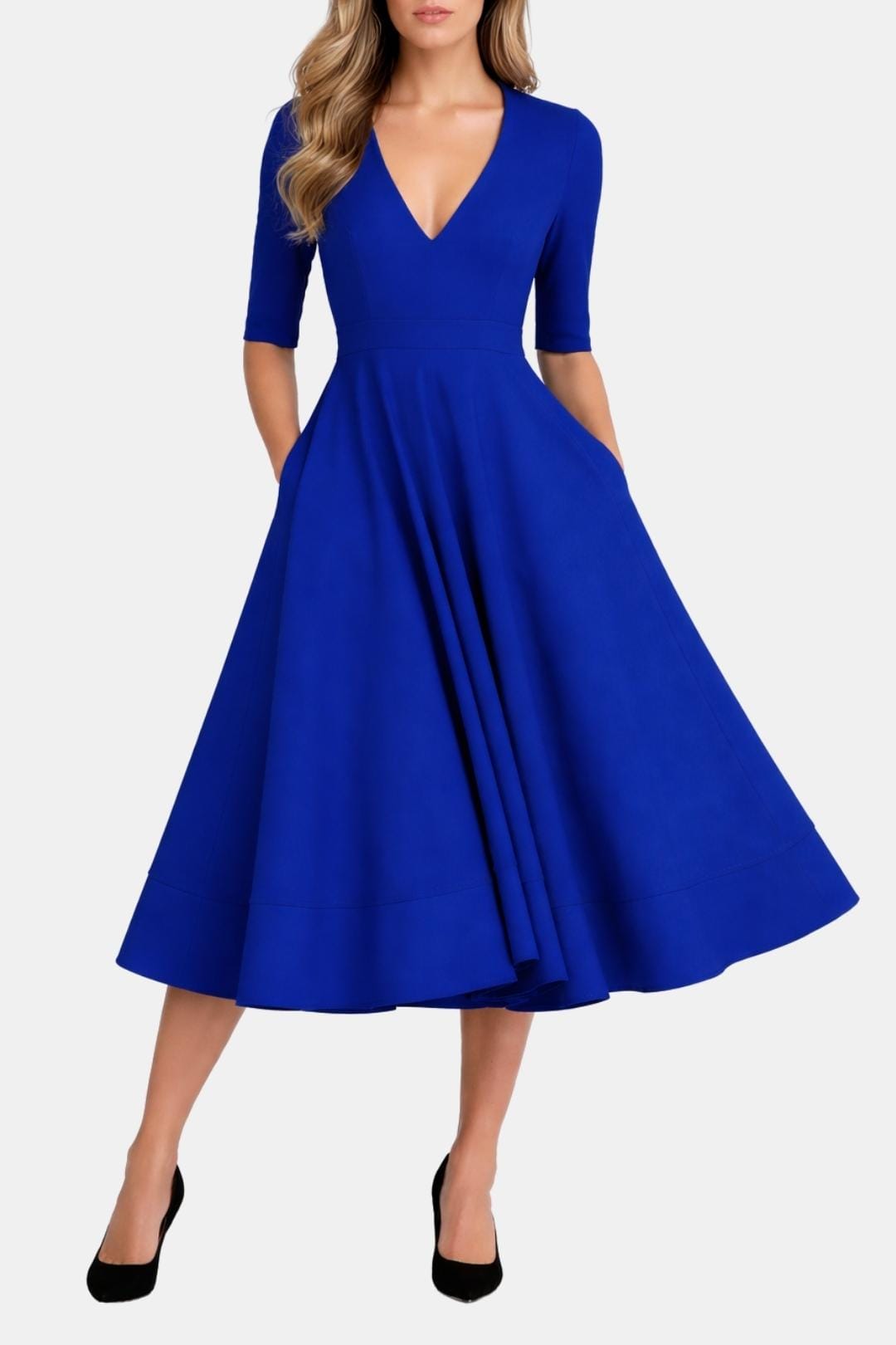 Irene | Women's V-Neck A-Line Midi Dress for Elegant Style