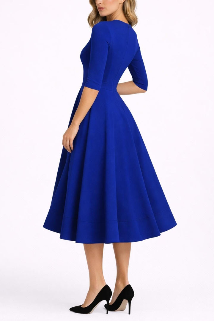 Irene | Women's V-Neck A-Line Midi Dress for Elegant Style