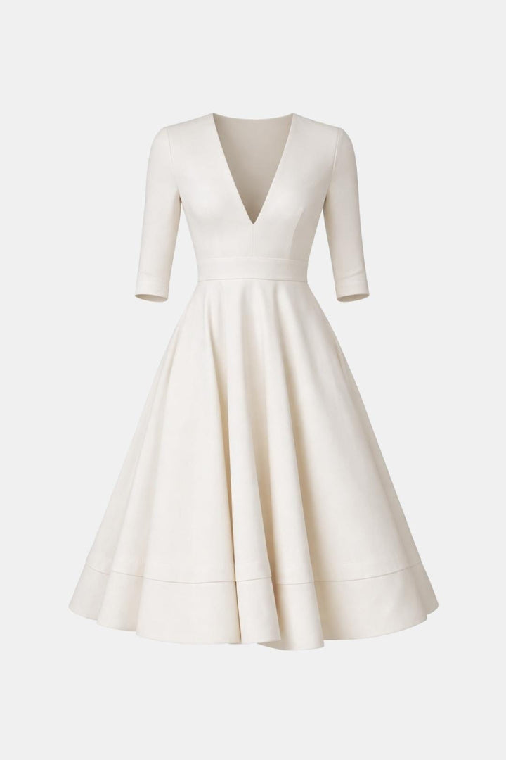 Irene | Women's V-Neck A-Line Midi Dress for Elegant Style
