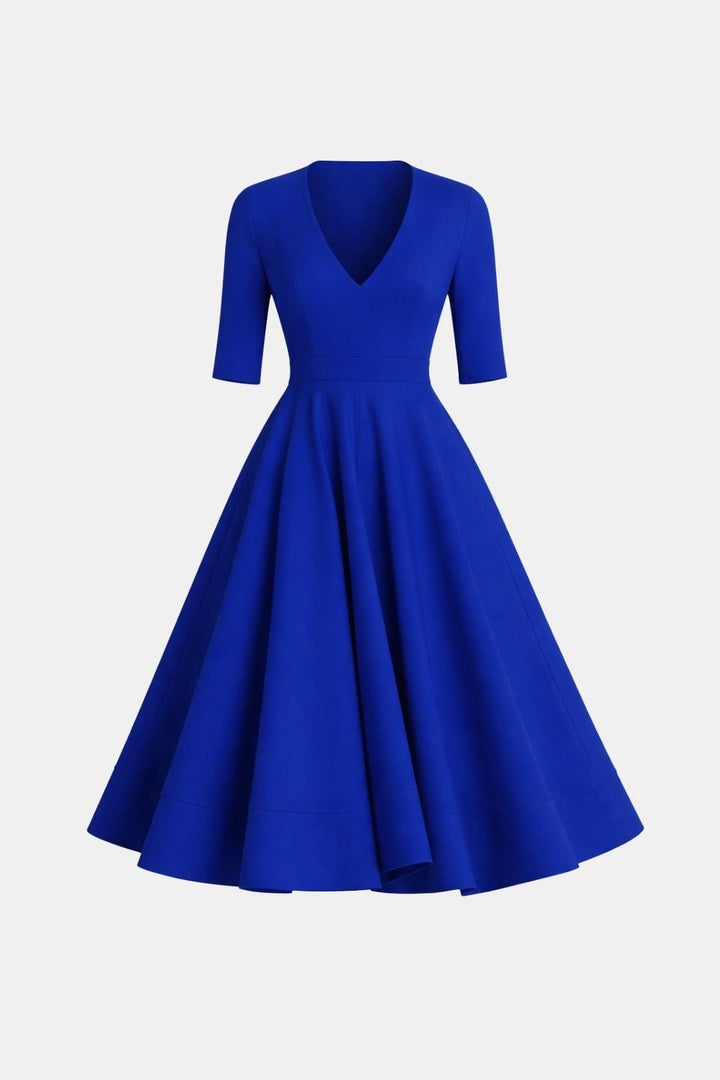 Irene | Women's V-Neck A-Line Midi Dress for Elegant Style