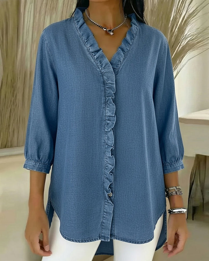 Jane | Women's Ruffle Button-Up Top