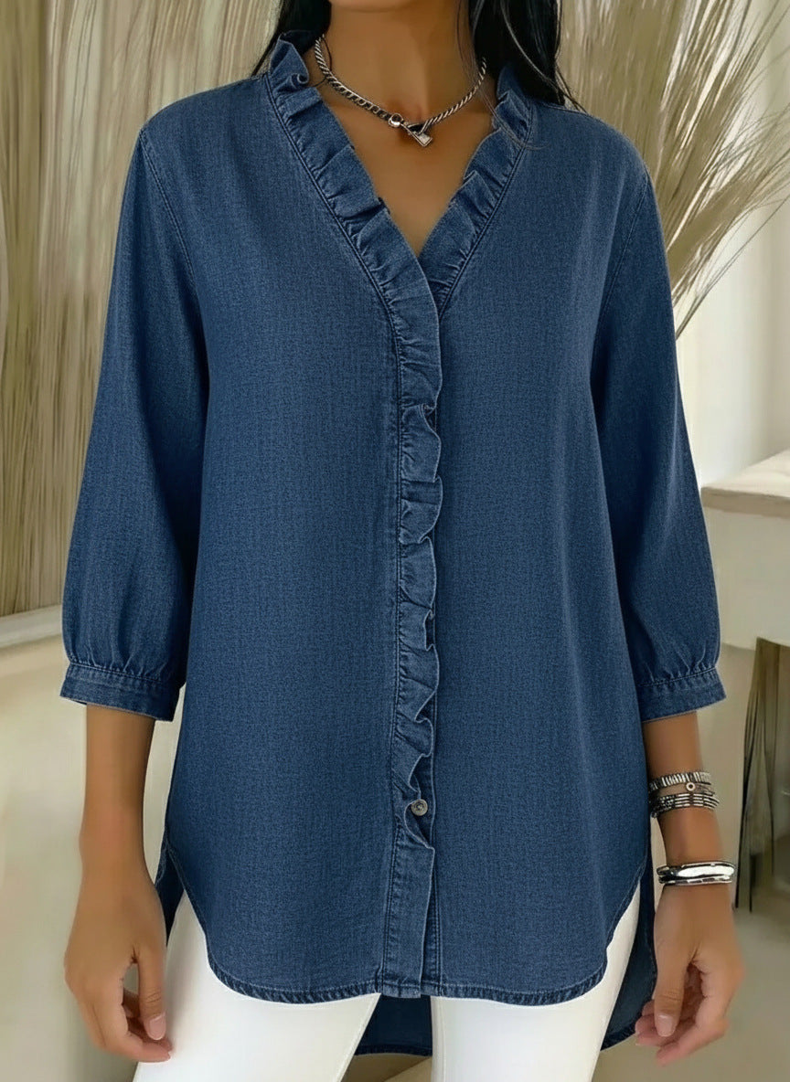 Jane | Women's Ruffle Button-Up Top