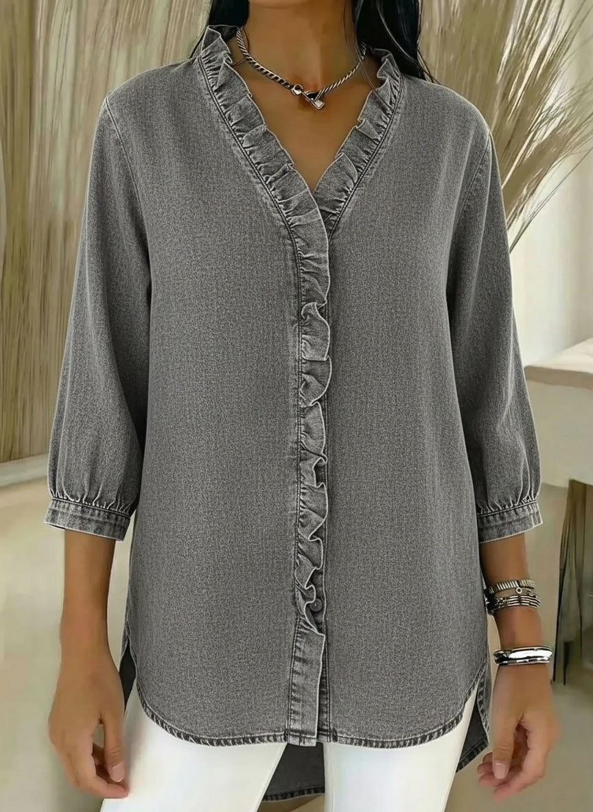 Jane | Women's Ruffle Button-Up Top