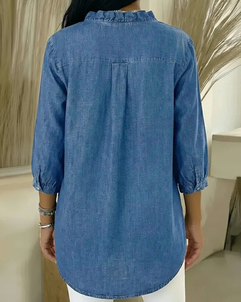 Jane | Women's Ruffle Button-Up Top