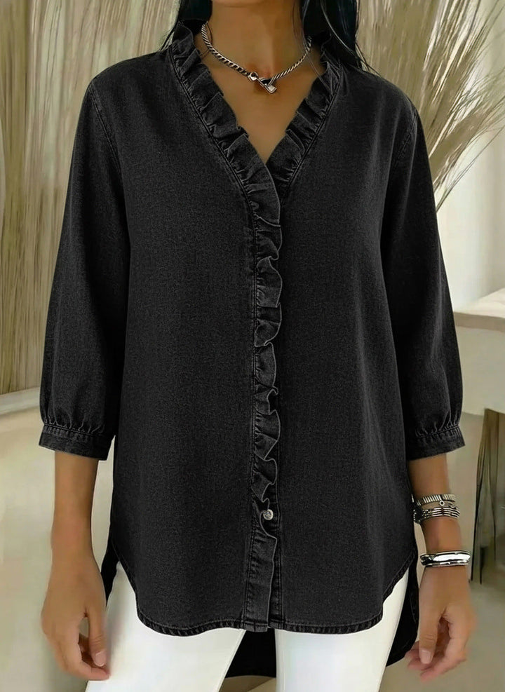 Jane | Women's Ruffle Button-Up Top