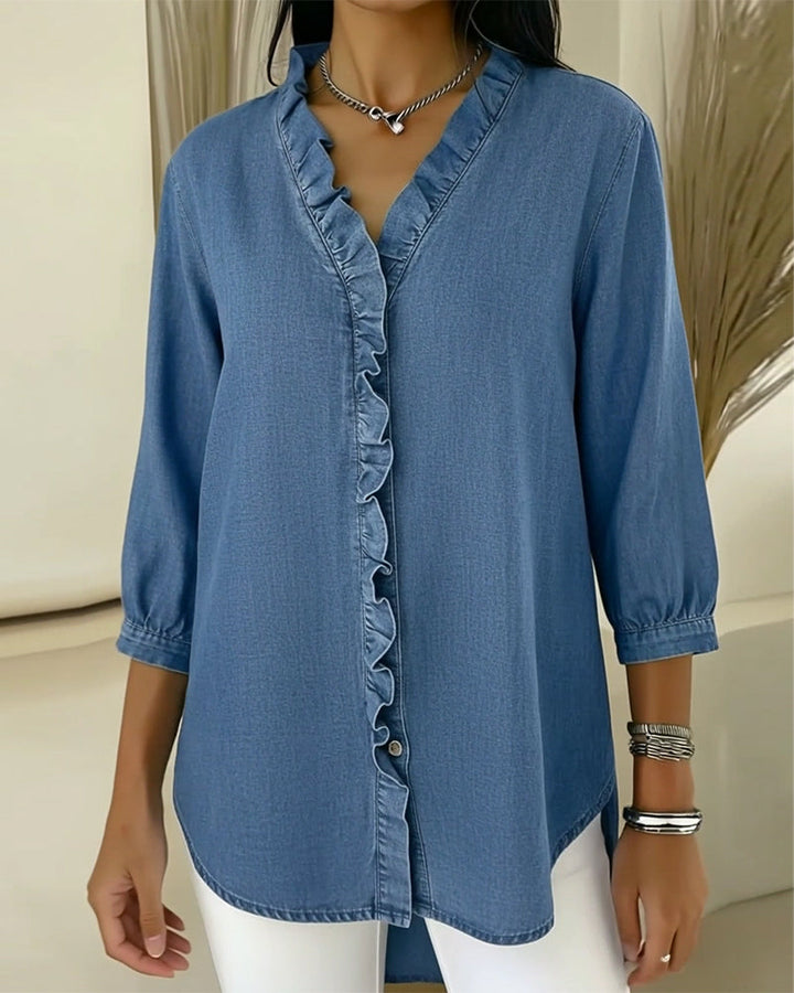 Jane | Women's Ruffle Button-Up Top