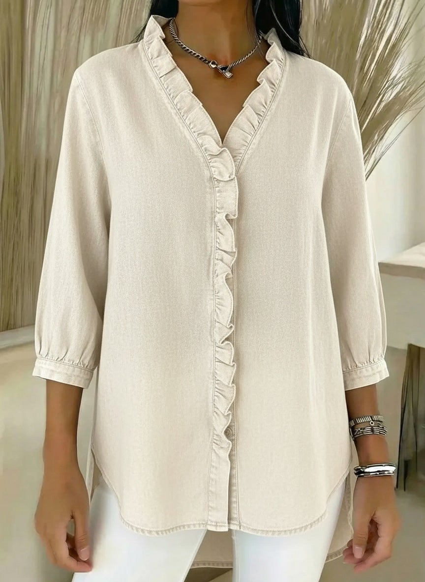 Jane | Women's Ruffle Button-Up Top