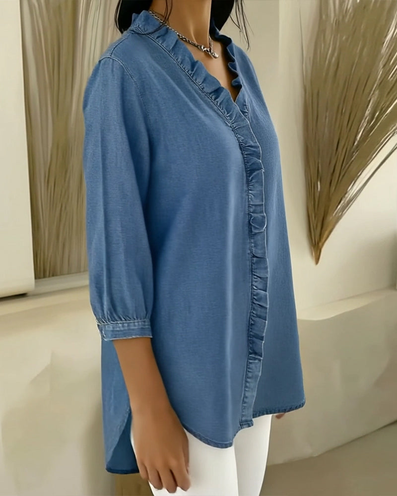 Jane | Women's Ruffle Button-Up Top