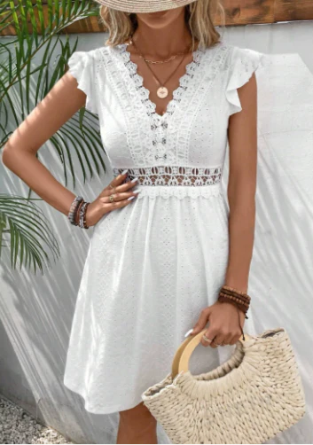 Janine | Women's V-Neck A-Line Casual Mini Dress