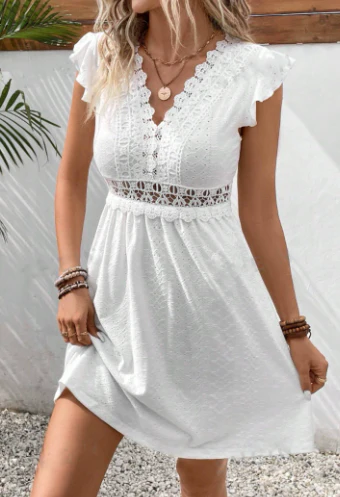 Janine | Women's V-Neck A-Line Casual Mini Dress