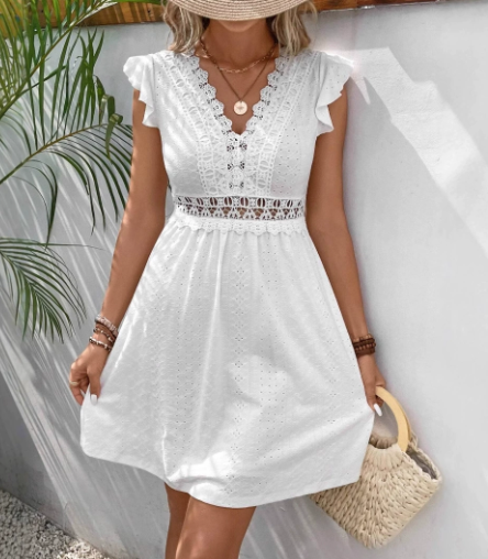 Janine | Women's V-Neck A-Line Casual Mini Dress