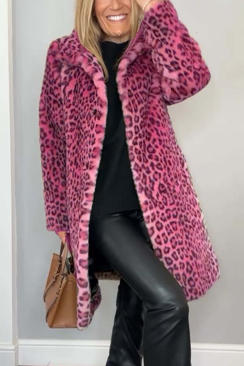 Women's Classic Winter Coat with Leopard Print