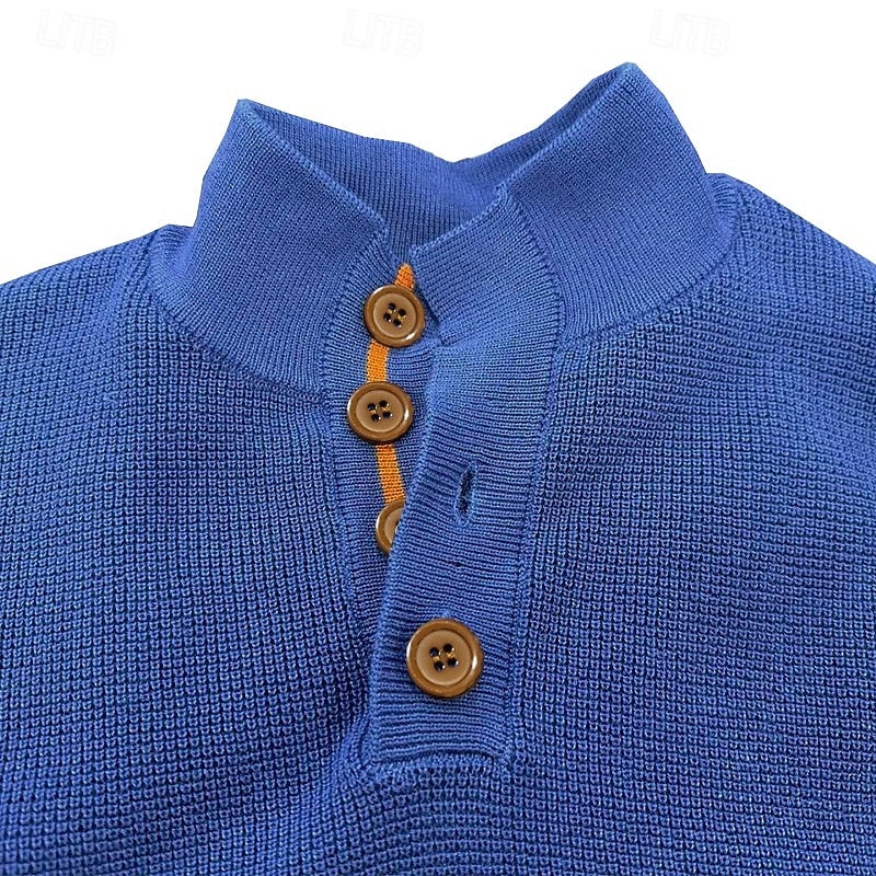 Men's Long Sleeve Sweater with Buttons