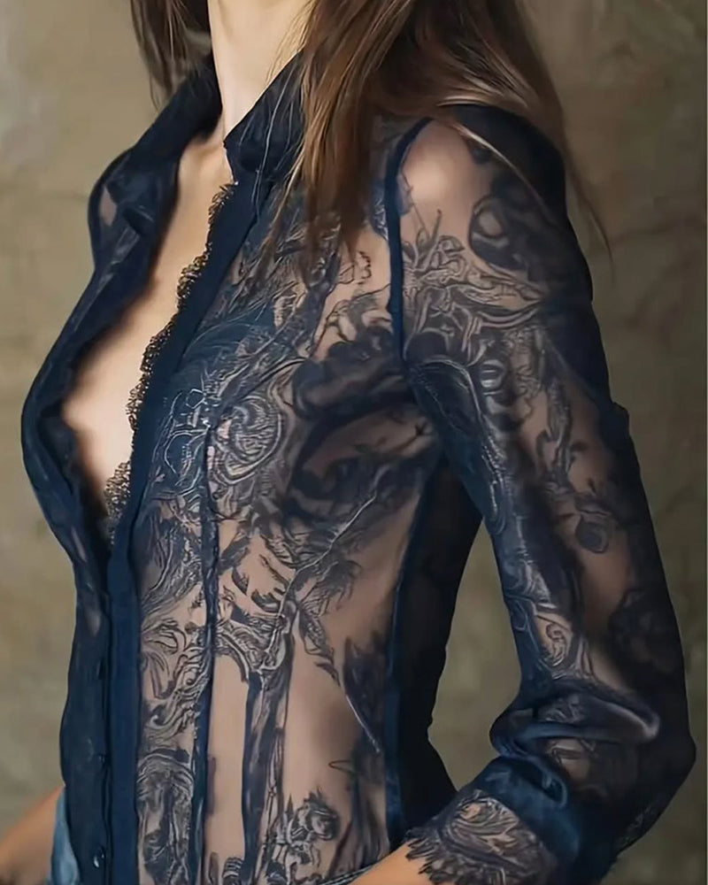 Julie | Women's Sheer Button-Up Top