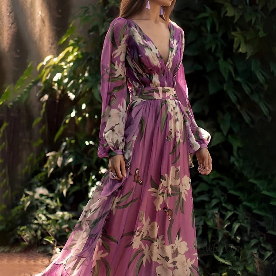 Karen | Women's Floral V-Neck Maxi Dress