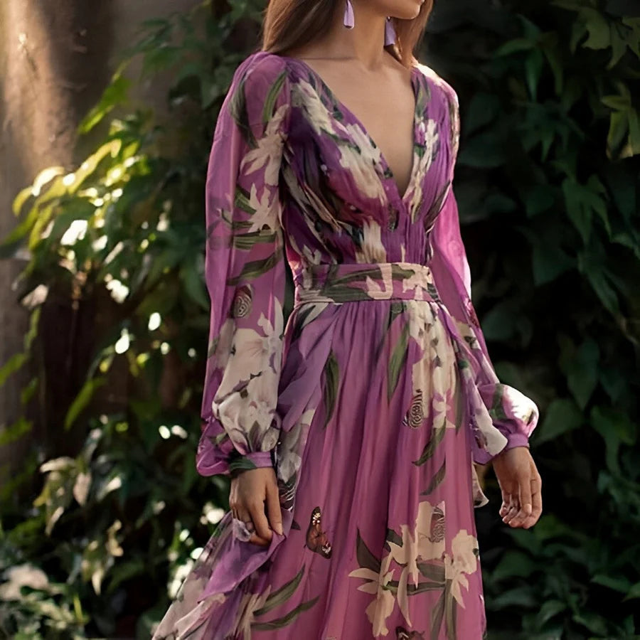 Karen | Women's Floral V-Neck Maxi Dress