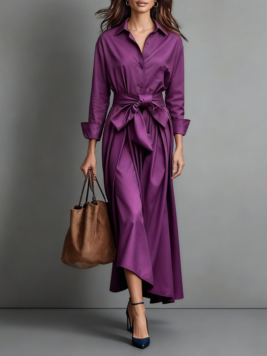 Katelyn | Women's Long Sleeve A-Line Midi Dress
