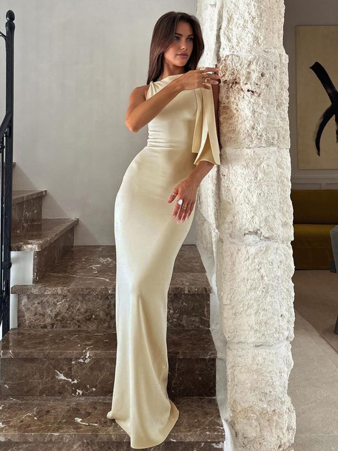 Katrina | Women's Sleeveless One-Shoulder Maxi Dress