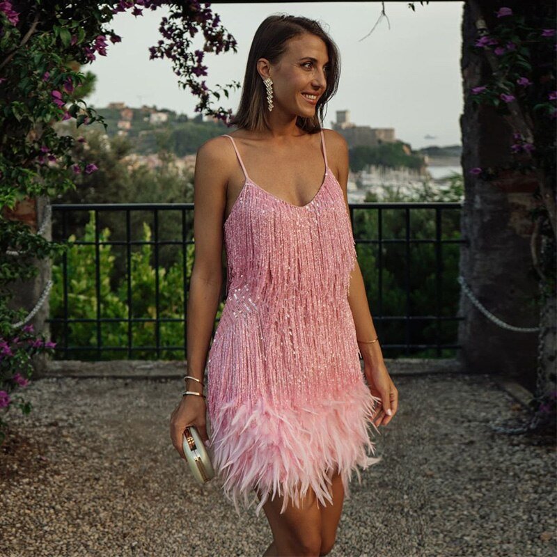 Katrina | Women's V-Neck Fringe Dress