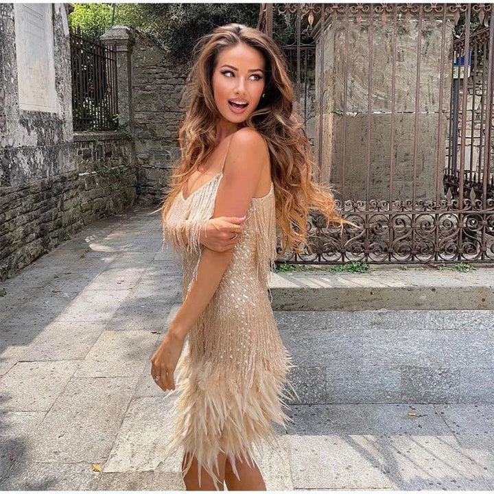 Katrina | Women's V-Neck Fringe Dress