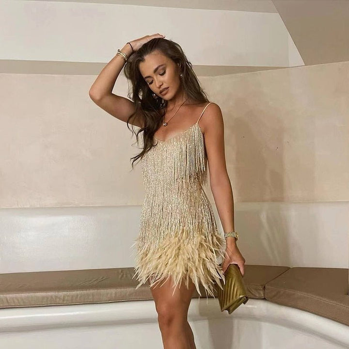 Katrina | Women's V-Neck Fringe Dress